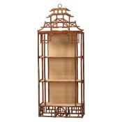 bali & pari Tamiko Marbled Tortoise Rattan 3-Tier Accent Shelf - Pagoda Freestanding Etagere Shelving for Living Room, Bedroom, or Entryway